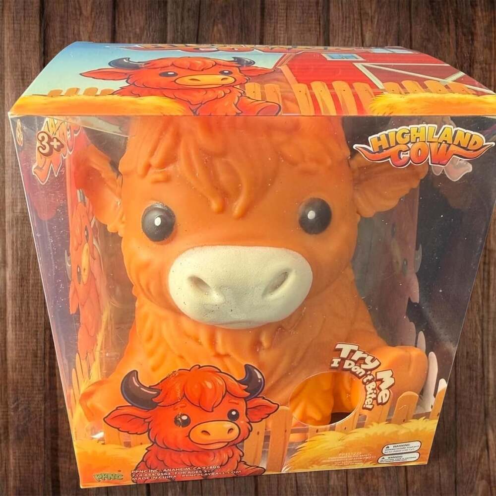 PPNC Highland Cow Squishy Toy Orange Farm Animal New